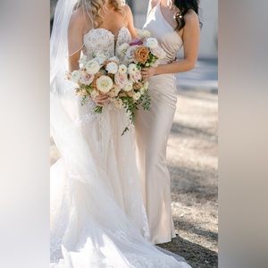 Revelry Jade Satin Bridesmaid Dress in Soft Champagne